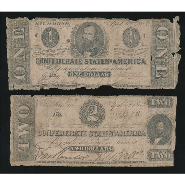 Confederate States of America, Pair, Issue of April 6th, 1863