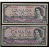 Image 1 : Bank of Canada $10, 1954 Devils Face - Lot of 2 Notes
