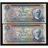 Image 1 : Bank of Canada $5, 1972 - Lot of 2 Replacements