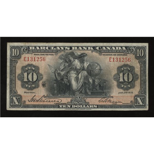Barclays Bank of Canada $10, 1935