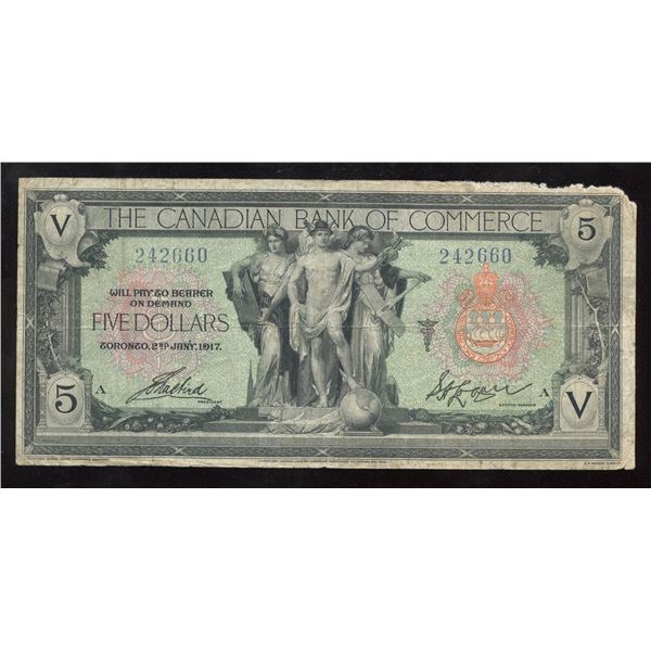 Canadian Bank of Commerce $5, 1917