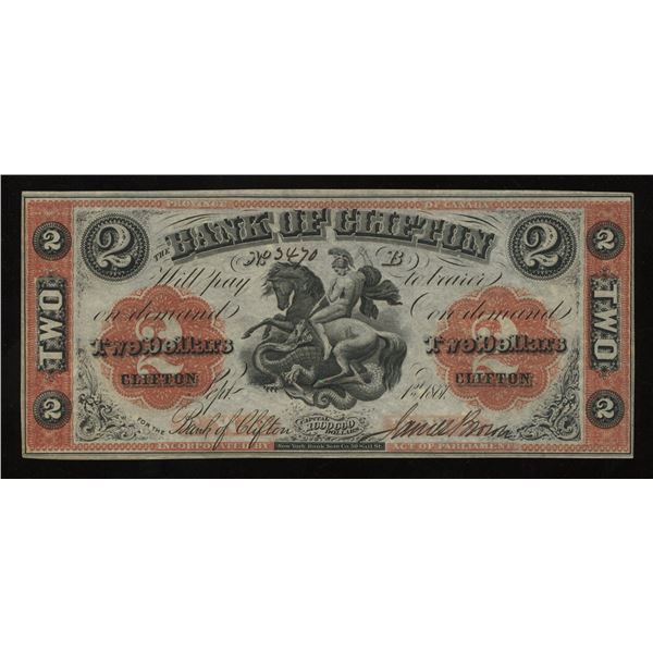Bank of Clifton $2, 1861