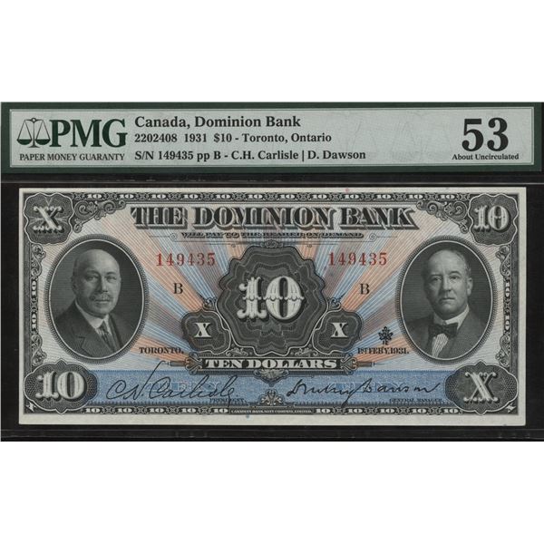Dominion Bank $10, 1931