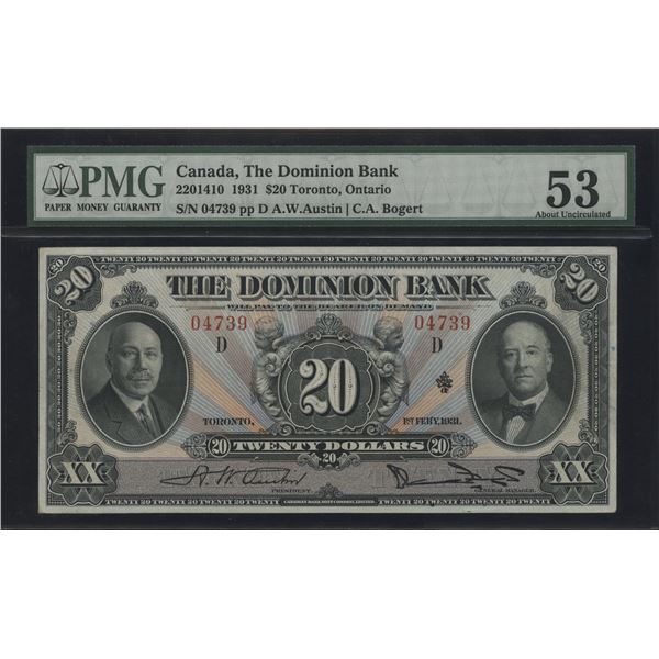 Dominion Bank $20, 1931