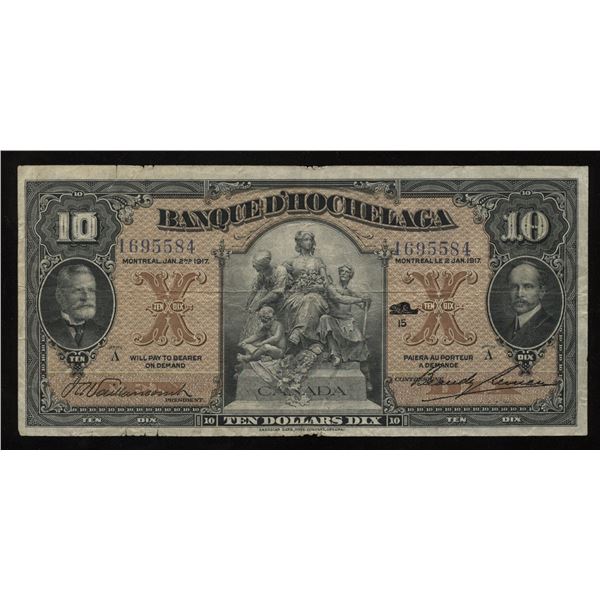 Bank D'Hochelaga $10, 1917