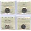Image 1 : 1955, 1962 Five & 1955, 1960 Ten Cents - ICCS Graded - Lot of 4