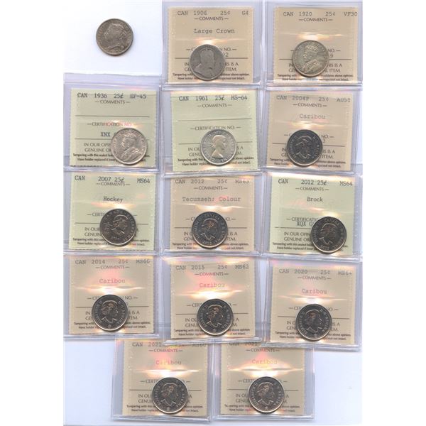 Twenty-Five Cents - Lot of 14 Coins