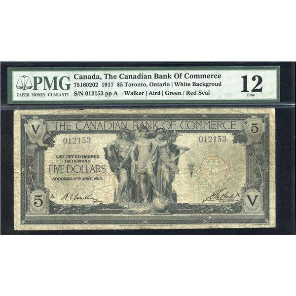 Canadian Bank of Commerce $5, 1917