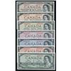 Image 1 : Bank of Canada $1 - $100, 1954 - Identical Devil's Face Serial Numbered Set