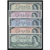 Image 1 : Bank of Canada $1 - $20, 1954 - Identical Devil's Face Serial Numbered Set