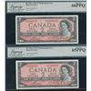 Image 1 : Bank of Canada $2, 1954 - Replacement Consecutive Pair