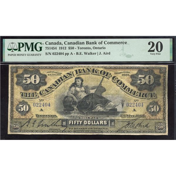 Canadian Bank of Commerce $50, 1912