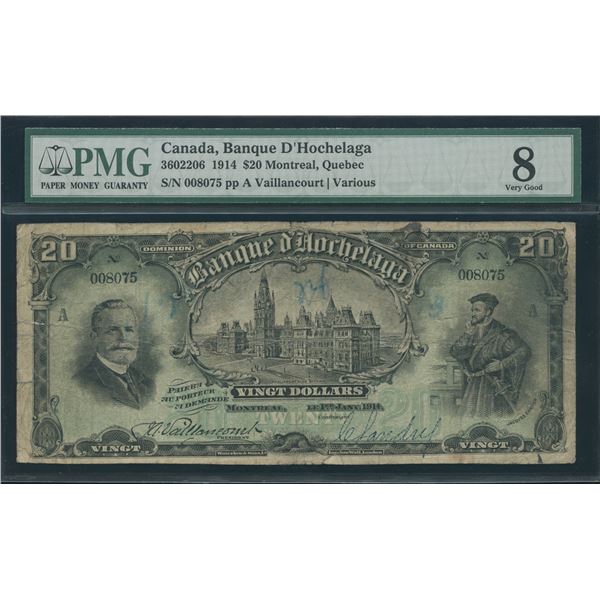 Banque D'Hochelaga $20, 1914