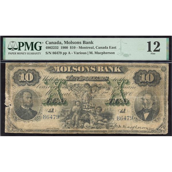 Molsons Bank $10, 1900