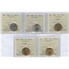 Image 1 : Canadian Five Cents - ICCS Graded Lot of 5