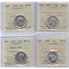 Image 1 : 1944, 1945, 1947 & 1948 Twenty-Five Cents - ICCS Graded Lot