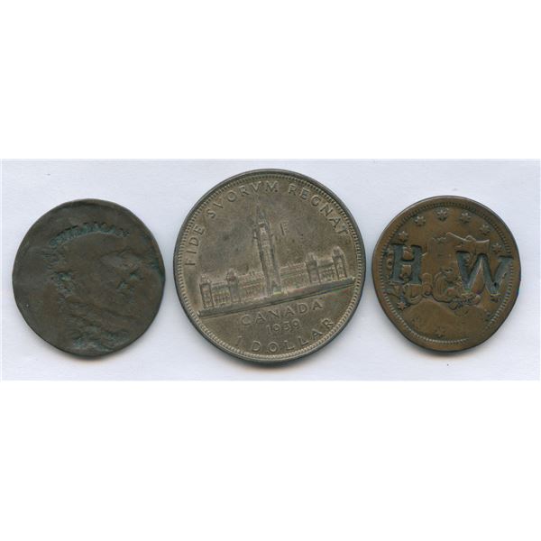 Lot of 3 Counter-Stamped Tokens