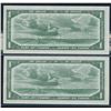 Image 3 : Bank of Canada $1, 1954 - 2 Consecutive Devil's Face Notes