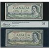 Image 1 : Bank of Canada $1 & $20, 1954 - Devil's Face Banknotes
