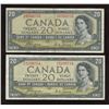 Image 1 : Bank of Canada $20, 1954 - Devil's Face Lot of 2