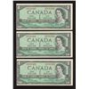 Image 1 : Error - Bank of Canada $1 1954 - Consecutive Lot of 3