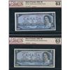 Image 1 : Bank of Canada $5, 1954 - Lot of 2