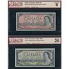 Image 1 : Bank of Canada $2 & $20, 1954 - Lot of 2