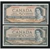 Image 1 : Bank of Canada $50 & $100, 1954 - Matching Signatures Set
