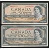 Image 1 : Bank of Canada $50 & $100, 1954 - Matching Signatures Set