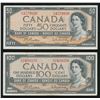 Image 1 : Bank of Canada $50 & $100, 1954 - Matching Signatures Set