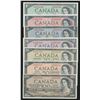 Image 1 : Bank of Canada $1 - $100, 1954 - Matching Signatures Set