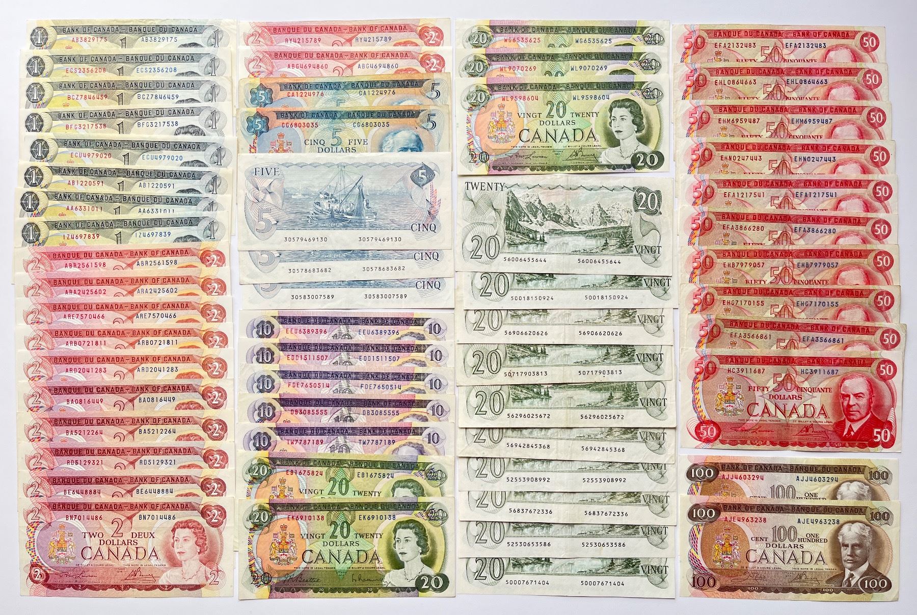 Bank of Canada Multi-Coloured Banknotes