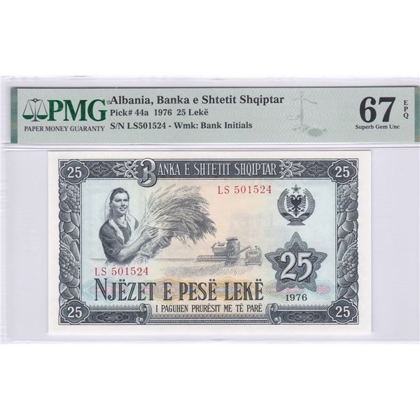 Albania, 1976, 25 Leke, LS501524, PMG 67EPQ.