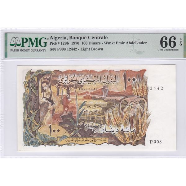 Algeria, 1970, 100 Dinars, P008 12442, PMG 66EPQ.