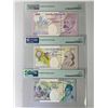 Image 2 : Great Britain, 2002, lot of 3 First Prefix, 5/10/20 pound,HA01/ AA01/ AA01 002048. PMG 65 -66EPQ. Ni