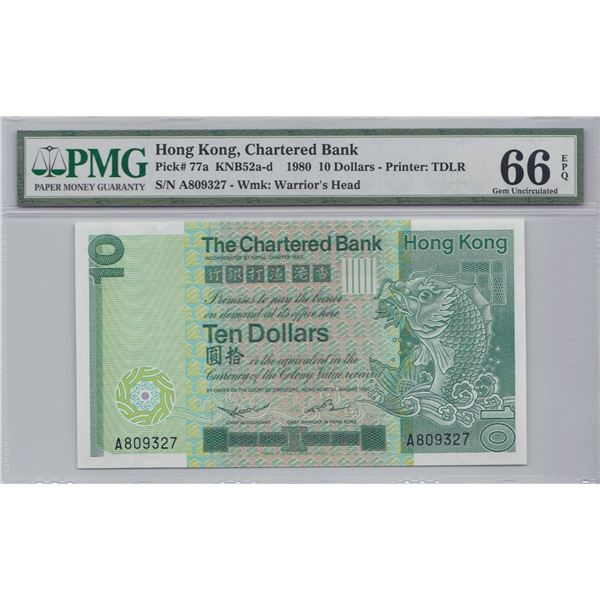 The Chartered Bank, 1980, $10, A809327. PMG 66EPQ.