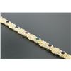 Image 2 : NEW 14K Yellow Gold 7" Onyx Green Agate Amethyst Garnet Textured Tennis Bracelet