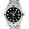 Image 1 : Rolex Mens Stainless Steel Black Diamond Lugs & Ruby Datejust Wristwatch
