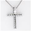 Image 5 : New 18K White Gold 0.47 ctw Princess Prong Diamond Slide Cross Pendant w/ Chain