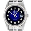 Image 2 : Rolex Mens Stainless Steel Blue Vignette Diamond 36MM Datejust Wristwatch