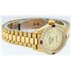 Image 2 : Rolex Ladies 18K Yellow Gold Champagne And Ruby Diamond President Wristwatch