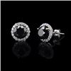 Image 1 : 3.21 ctw Round Black Diamonds and 0.39 ctw White Diamond Halo Stud Earrings