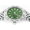 Image 8 : Rolex Mens Stainless Steel 36MM Green Index Pyramid Diamond Datejust Wristwatch