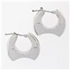 Image 4 : New Italian Unique 14K White Gold Puffed Geometric Marquise Snap Huggie Earrings