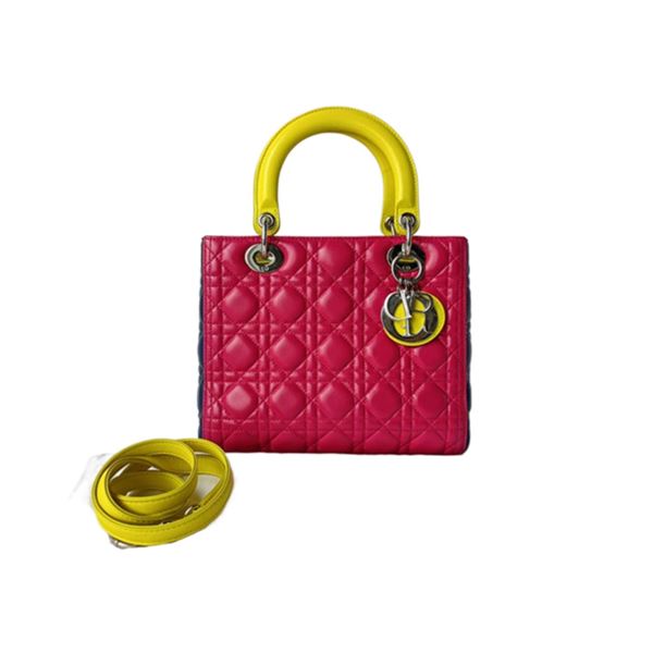 Christian Dior Multicolor Cannage Lambskin Leather Lady Medium Bag