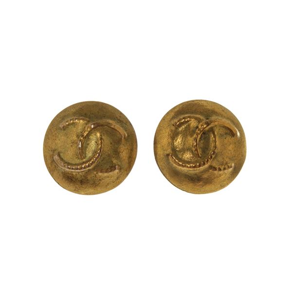 Chanel CC Disc Logo Earrings