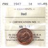 Image 1 : 1-cent 1947 ICCS MS65 Red
