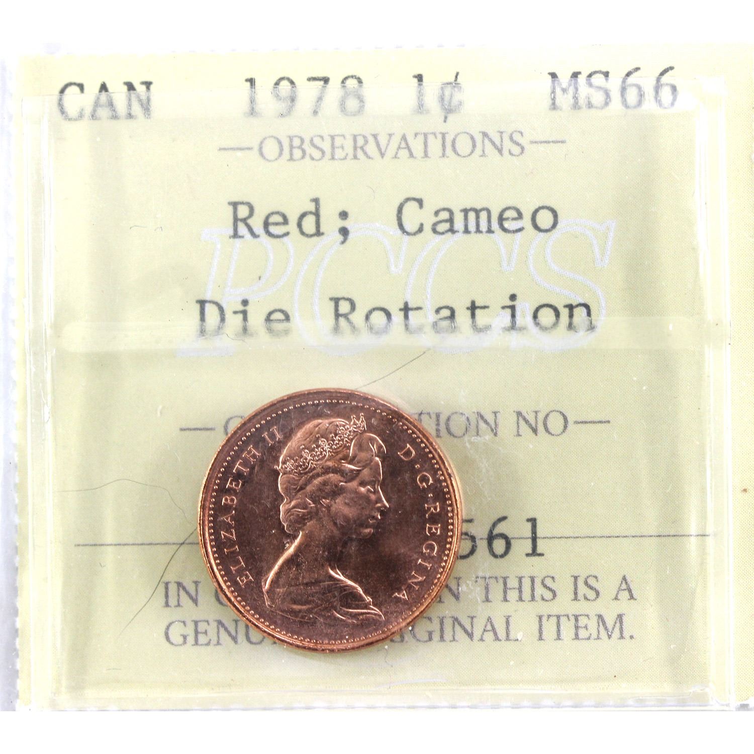 67oclock Rotation Coin 1-cent 1978 Die Rotation PCCS (Professional Coin Certification System ...