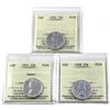 Image 1 : 1954, 1955 Cameo & 1958 Canada 25-cent ICCS PL64. 3pcs