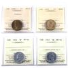 Image 1 : Lot of 5x Canada 5-cent ICCS Certified - 1942 Tombac MS63, 1943 MS64, 1944 MS64 & 1945 MS64. 4pcs